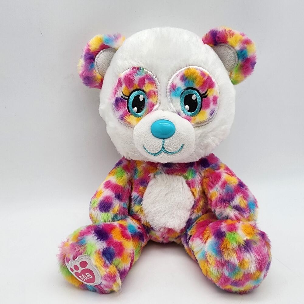 Build a Bear Small Fry Confetti Panda Bear Plush Stuffed Toy 8" Light Blue Nose